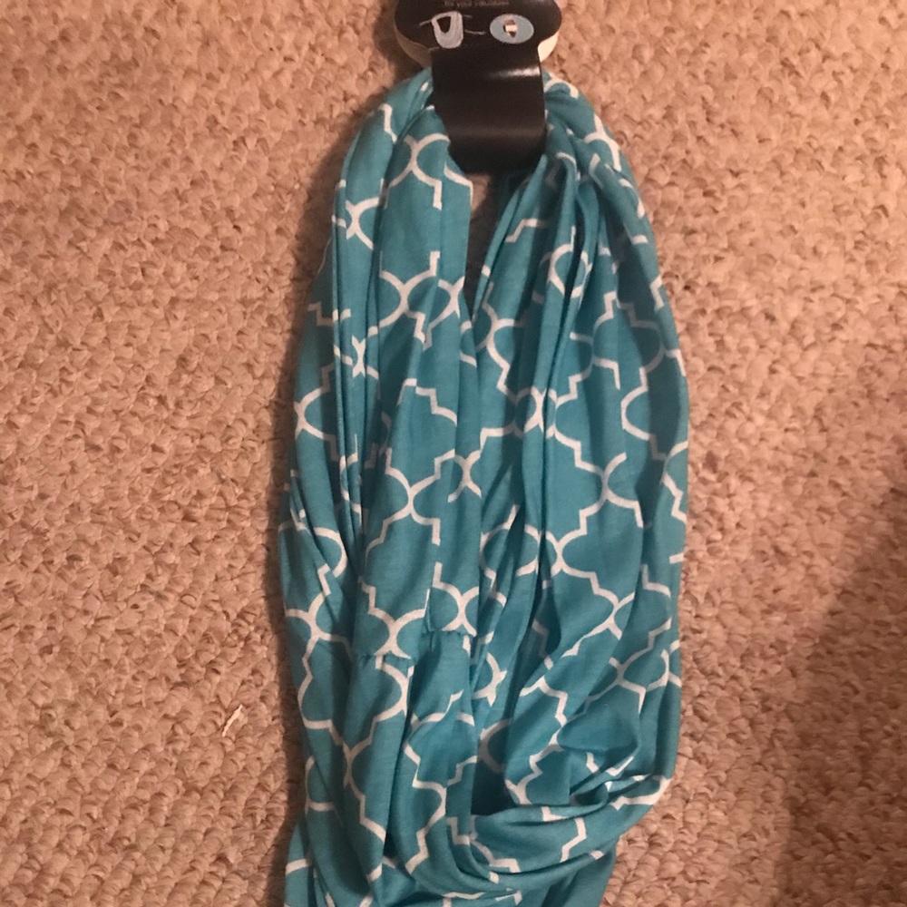 Teal and white scarf